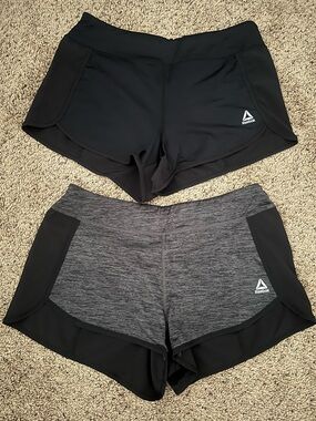 Reebok Women’s Black and Gray Athletic Shorts Duo